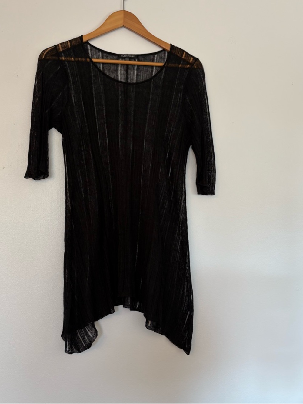 Eileen Fisher Black Variegated Silk Linen Pullover size S